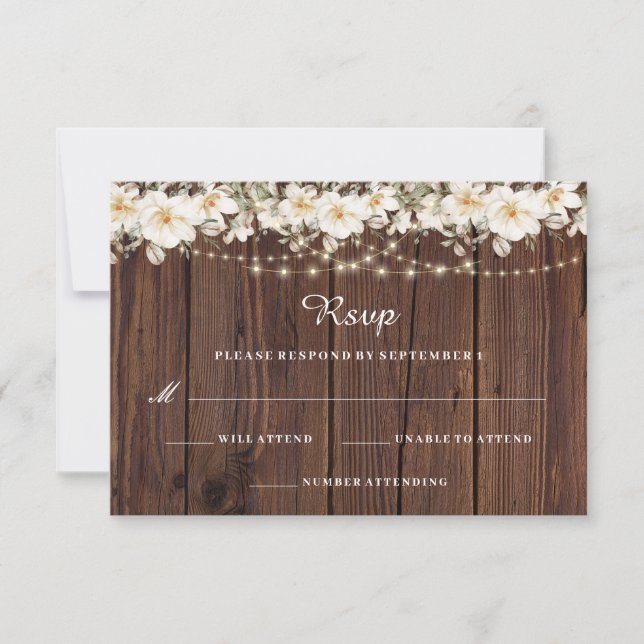 RSVP de Casamento de Madeira (Frente)