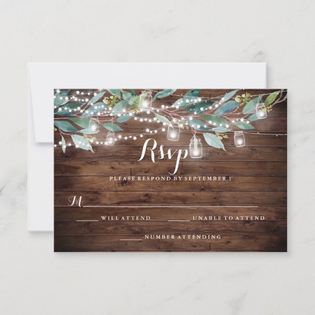 RSVP de Casamento de Madeira (Frente)