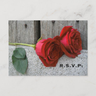 RSVP de Casamento de Madeira do Rosa vermelha & Ba