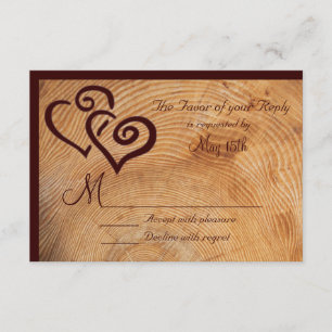 RSVP de Casamento de Madeira Rústica Country