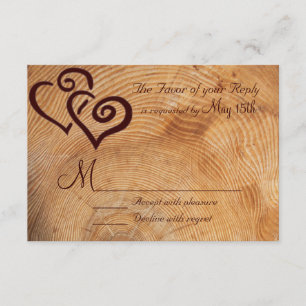 RSVP de Casamento de Madeira Rústica Country