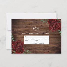 RSVP de Casamento de Madeira Rústica da Rosa verme
