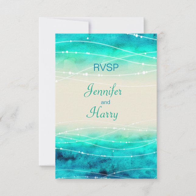RSVP de casamento de mares brilhantes pintados mod (Frente)