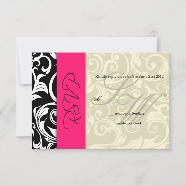RSVP de Casamento de Marinha Rosa-Quente (Frente)