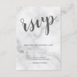 RSVP de Casamento de Mármore Branco Elegante Cláss