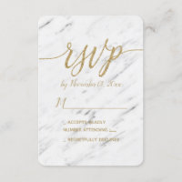 RSVP de Casamento de Mármore Branco Elegante e Foi