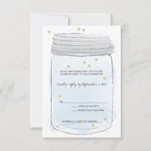 RSVP de Casamento de Mason Jar e Fireflies