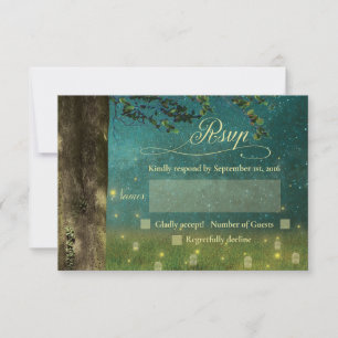 RSVP de Casamento de Mason Jar, Rustic Floresta En