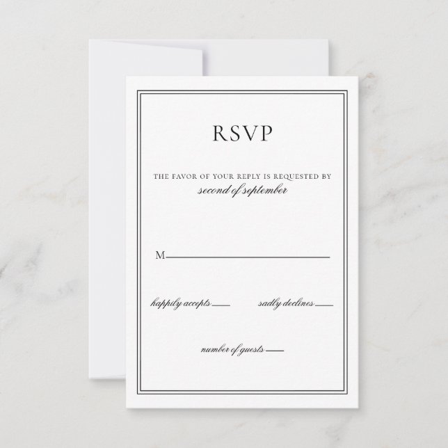 Rsvp de Casamento de Monograma Branco e Preto Mini (Frente)