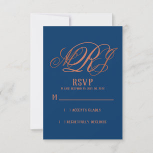 RSVP de Casamento de Monograma Elegante de Cobre m