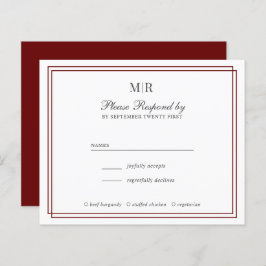RSVP de Casamento de Monograma Elegante de Frontei