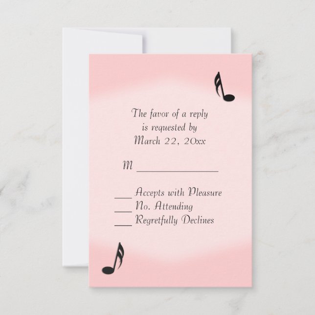 RSVP de Casamento de Música Rosa (Frente)