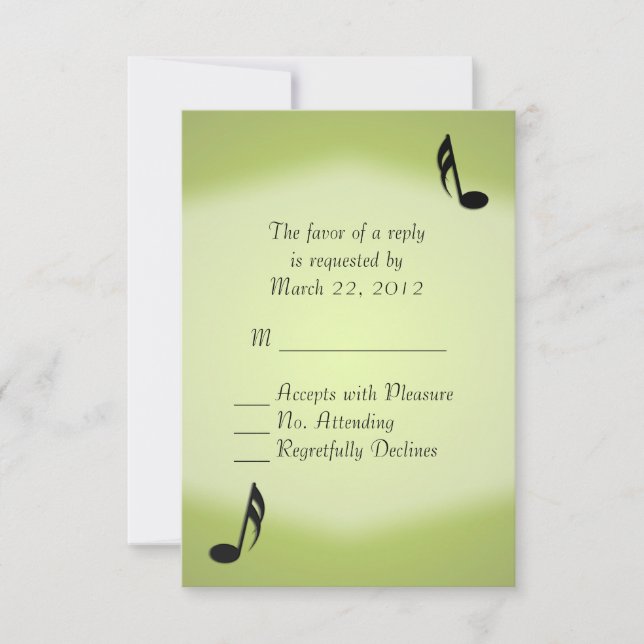 RSVP de Casamento de Música Verde (Frente)