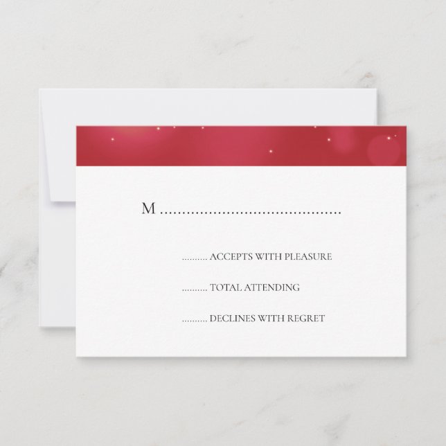 RSVP de Casamento de Natal Elegante Vermelho e Dou (Frente)