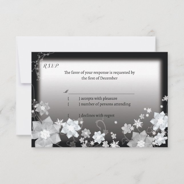 RSVP de Casamento de Natal Preto e Branco (Frente)