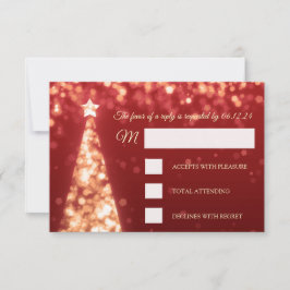 RSVP de Casamento de Natal Vermelho Dourado Elegan
