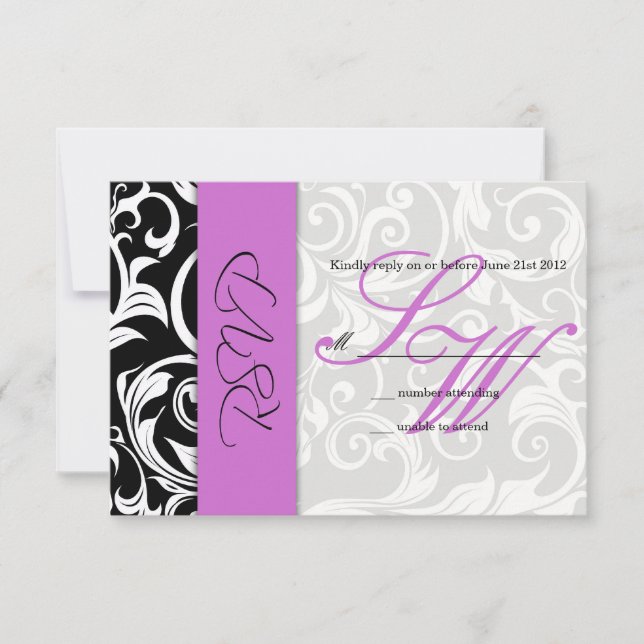 RSVP de Casamento de Neve Negra e Roxo (Frente)