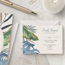 RSVP de Casamento de Palm de praia tropical