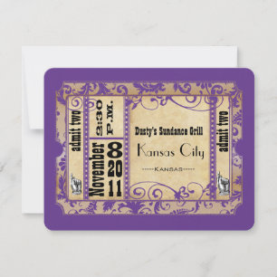RSVP de Casamento de Papel Antigo do Showbill Roxo
