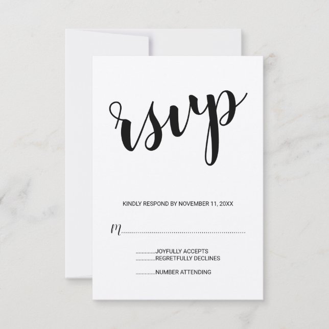 RSVP de Casamento de Papel Kraft de Script Moderno (Frente)