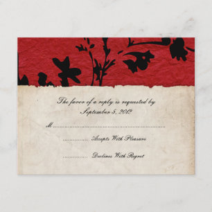 RSVP de Casamento de Papel Vermelho e Negro