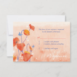 RSVP de Casamento de Papoila Vermelha Elegante