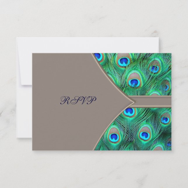 RSVP de Casamento de Peacock Azul Castanho (Frente)