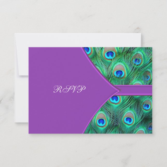 RSVP de Casamento de Peacock Violet Purple (Frente)