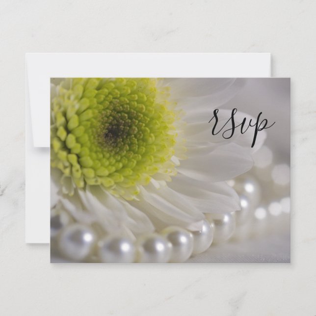 RSVP de Casamento de Pearls e Daisy Brancos (Frente)