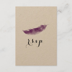 RSVP de Casamento de Penas de Aquarelas Rple