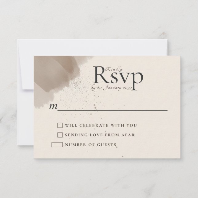 RSVP de Casamento de Pincel e Tinta Abstrato mínim (Frente)