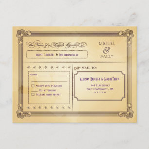 RSVP de Casamento de Poster de Vintage Cream & Bro