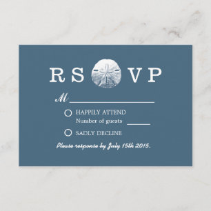 RSVP de Casamento de Praia Azul Marinho de Areia S