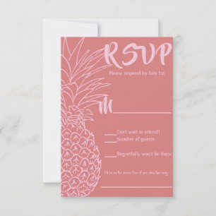 RSVP de Casamento de Praia do Pineapple, rosa e ve