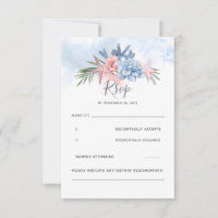 RSVP de Casamento de Praia Dusty Blue e Blush