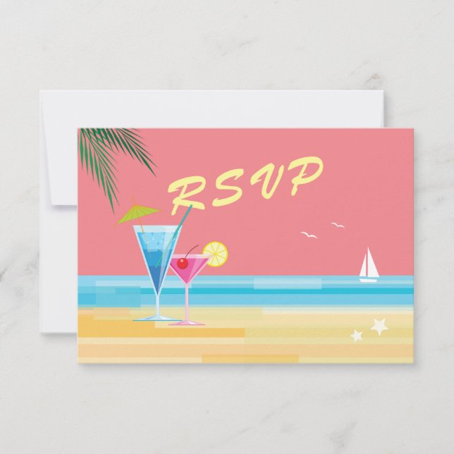 RSVP de Casamento de Praia Sunset (Frente)