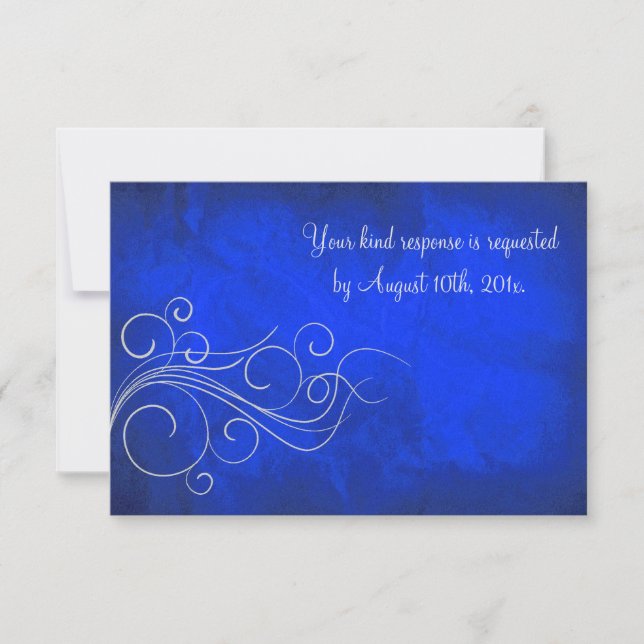 RSVP de Casamento de Prata Azul Brilhante Elegante (Frente)