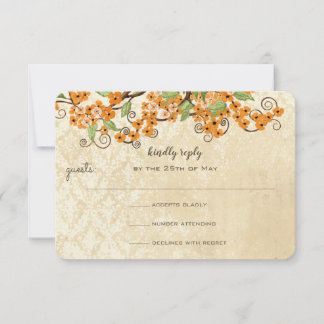 RSVP de Casamento de Primavera de Flor de Coral La