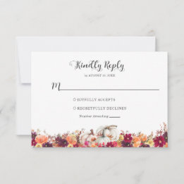 RSVP de Casamento de Pumpkin Floral de Queda Elega