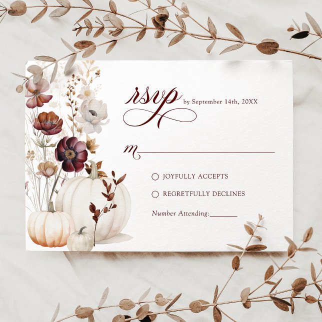 RSVP de Casamento de Pumpkin Wildflower (Criador carregado)