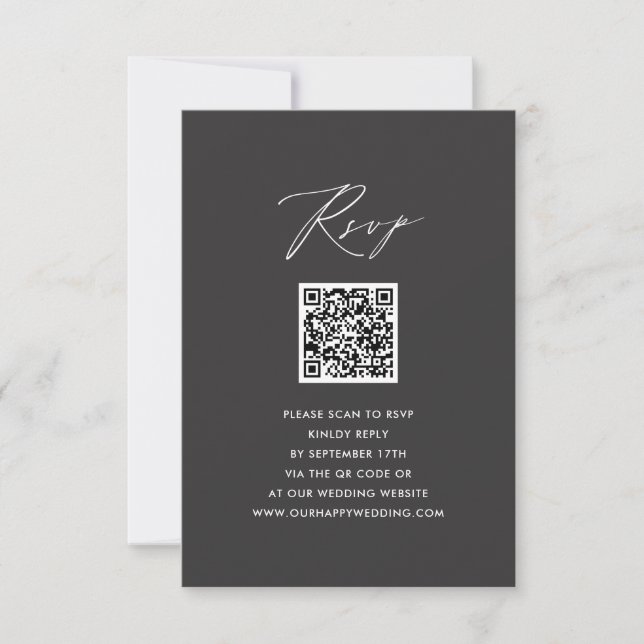RSVP de Casamento de QR Simples de Cinzas Modernas (Frente)