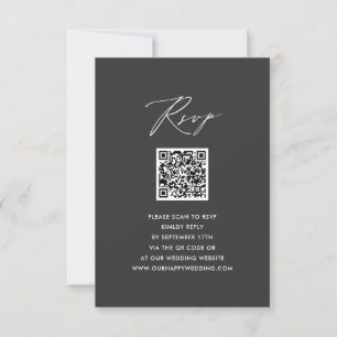 RSVP de Casamento de QR Simples de Cinzas Modernas