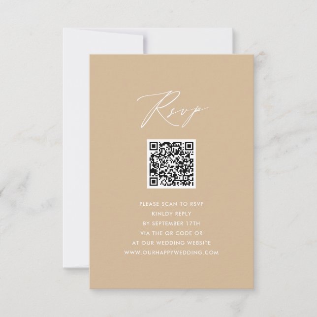 RSVP de Casamento de QR Simples de Script Elegante (Frente)