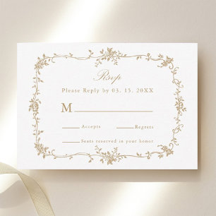 RSVP de Casamento de Quadro Floral Vitoriano Cláss
