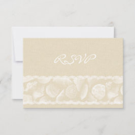 RSVP de Casamento de Quebra do Burlap Lace e Sea S