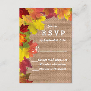RSVP de Casamento de Quebra Rústica deixa Burlap