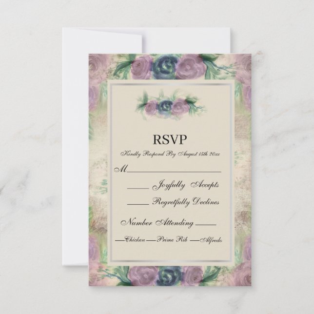 RSVP de Casamento de Rosa de Aquarela Floral (Frente)