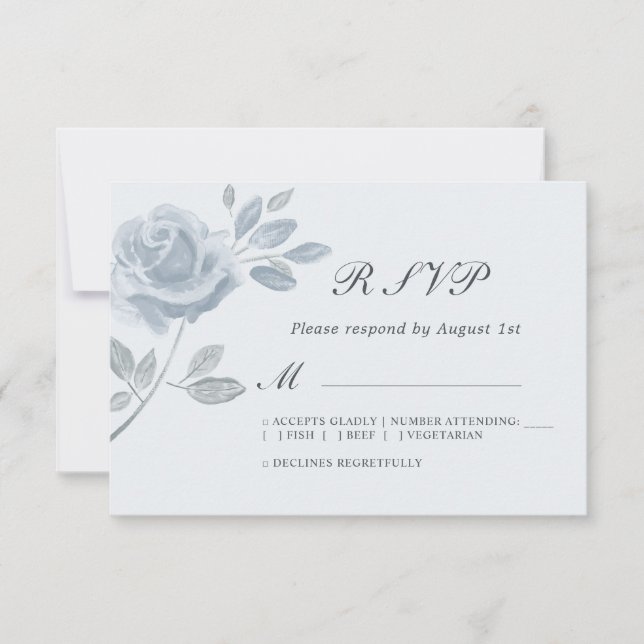 RSVP de Casamento de Rosa de Cor da Água Mínima Az (Frente)