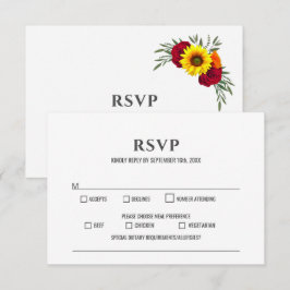 RSVP de Casamento de Rosa de Sunflower Burgundy