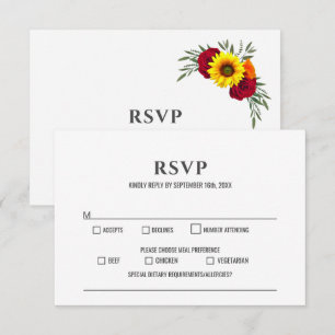 RSVP de Casamento de Rosa de Sunflower Burgundy